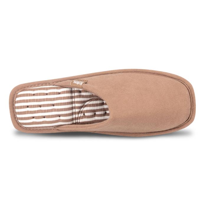 Isotoner® Ladies Square Toe Stripe Mule Slipper Mink Brown Extra Image 4